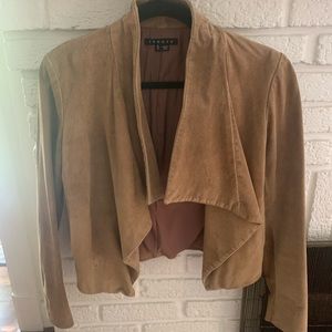Theory tan suede leather jacket